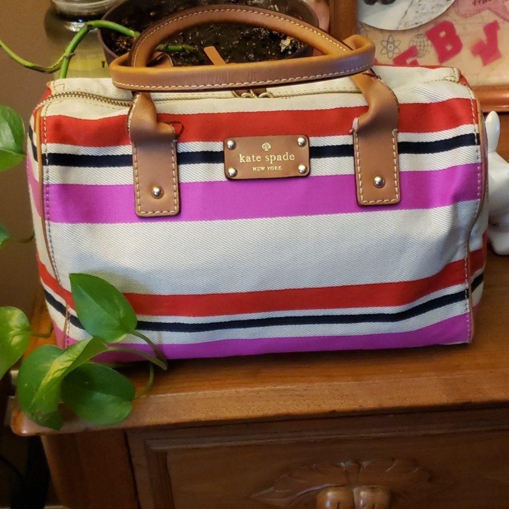 Kate Spade Canvas Striped Shoulder Bag
